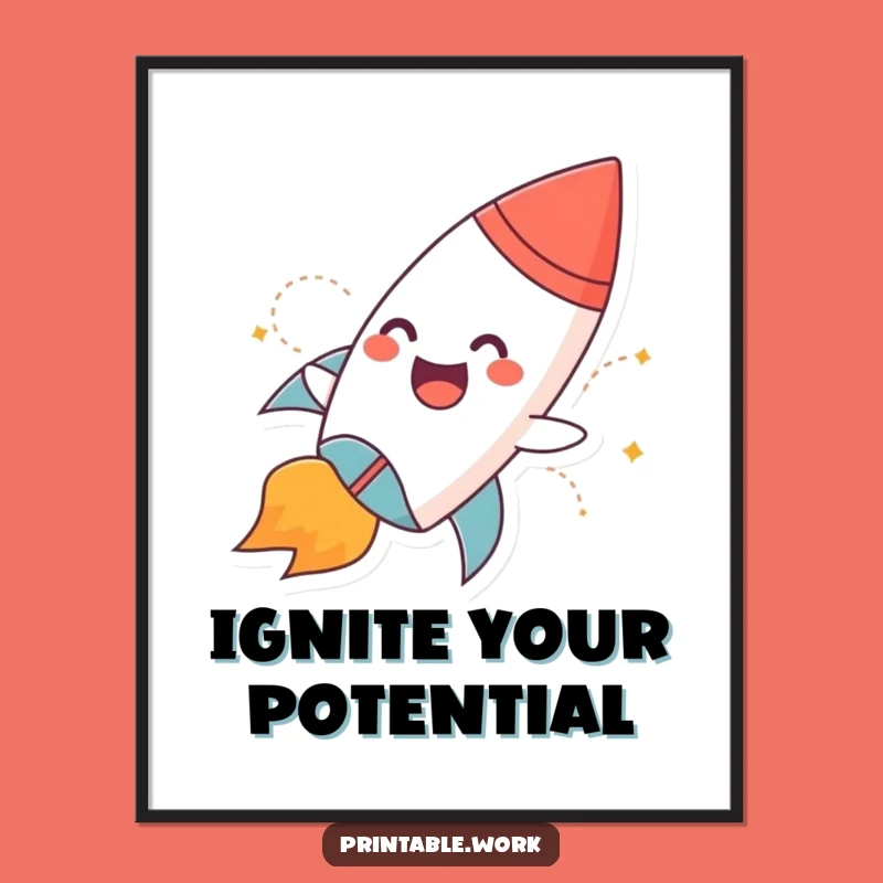 Free Printable Wall Art: Rocket's Joyful Ascent - Quirky Downloadable Art!