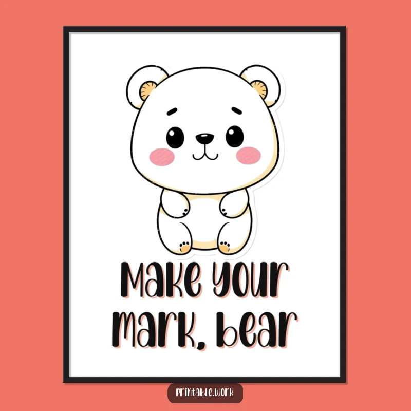 Free Printable Kawaii Bear Stamp Art - Funny Downloadable Decor DIY Gift