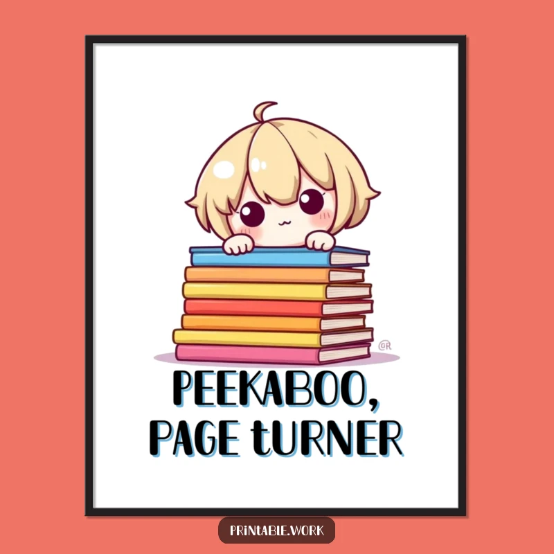 Funny Free Printable Kawaii Wall Art: Shy Character, Colorful Pages, Downloadable Decor