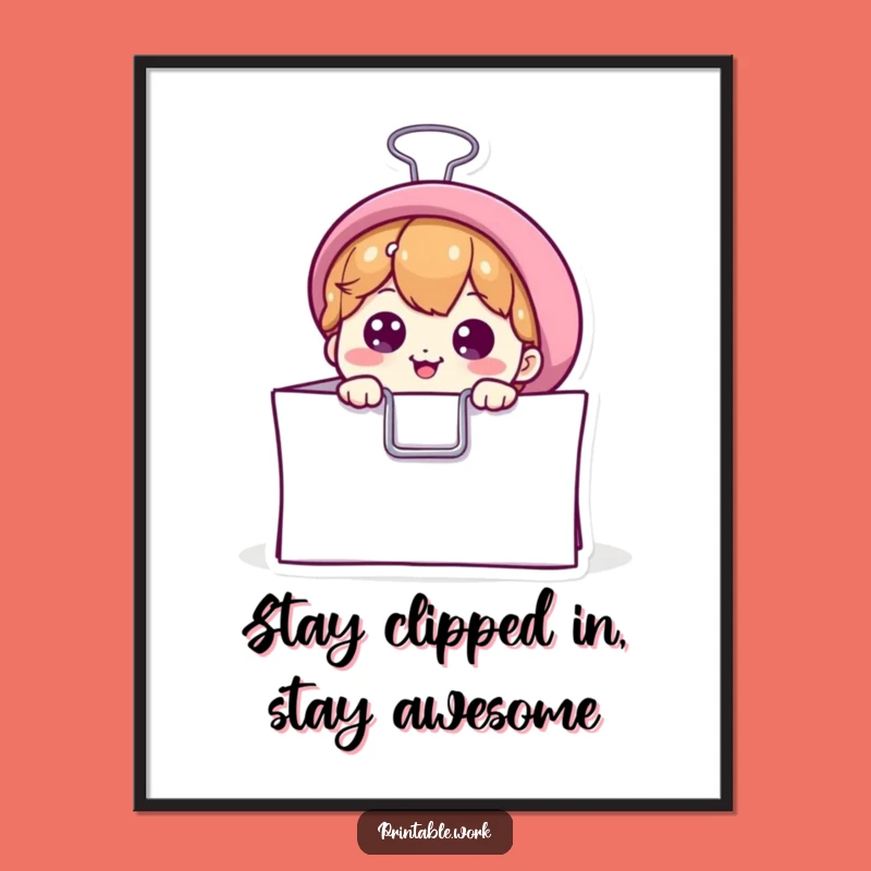Free Printable Wall Art: Curious Binder Clip Humorous Downloadable Decor