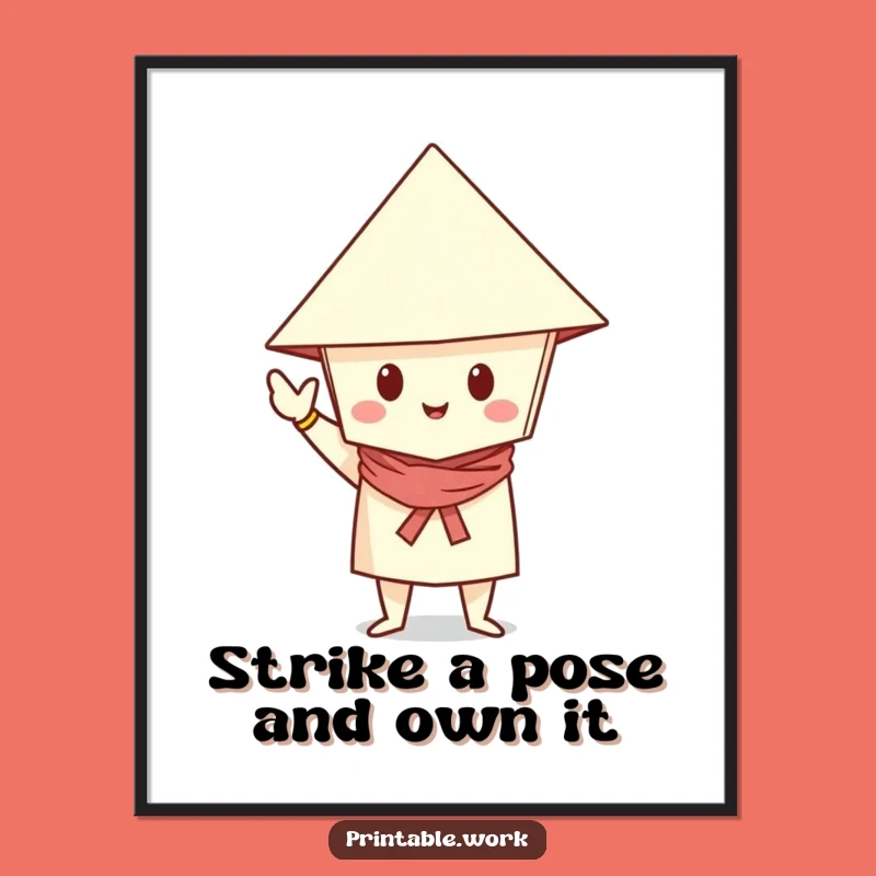 Funny Free Printable Wall Art: Posed Paper Pal Decor, Downloadable Quirky Style