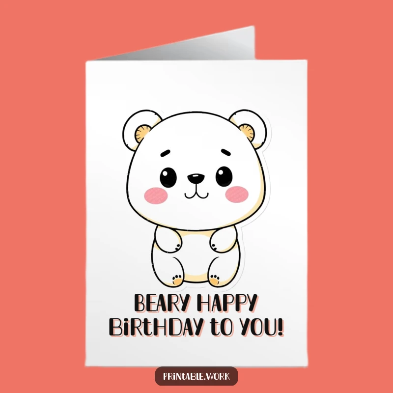 Free Printable Kawaii Bear Stamp Birthday Card - Funny Downloadable Art DIY Gift