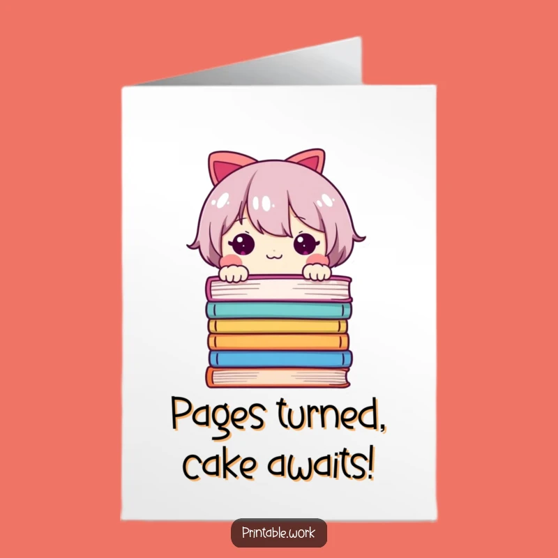 Free Printable Birthday Card: Adorable Peeking Character Funny Downloadable Gift