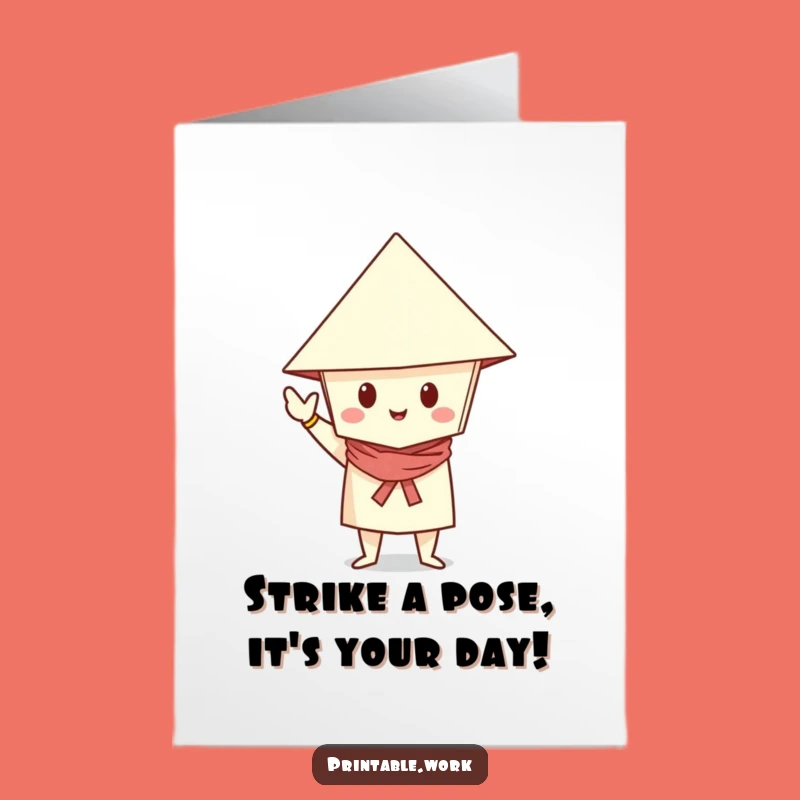 Free Printable Birthday Card: Dapper Paper Pal Pose, Downloadable Party Flair