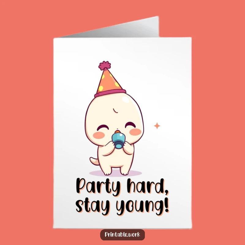 Free Printable Birthday Card: Funny Kawaii Noisemaker for a Hilarious Downloadable Gift