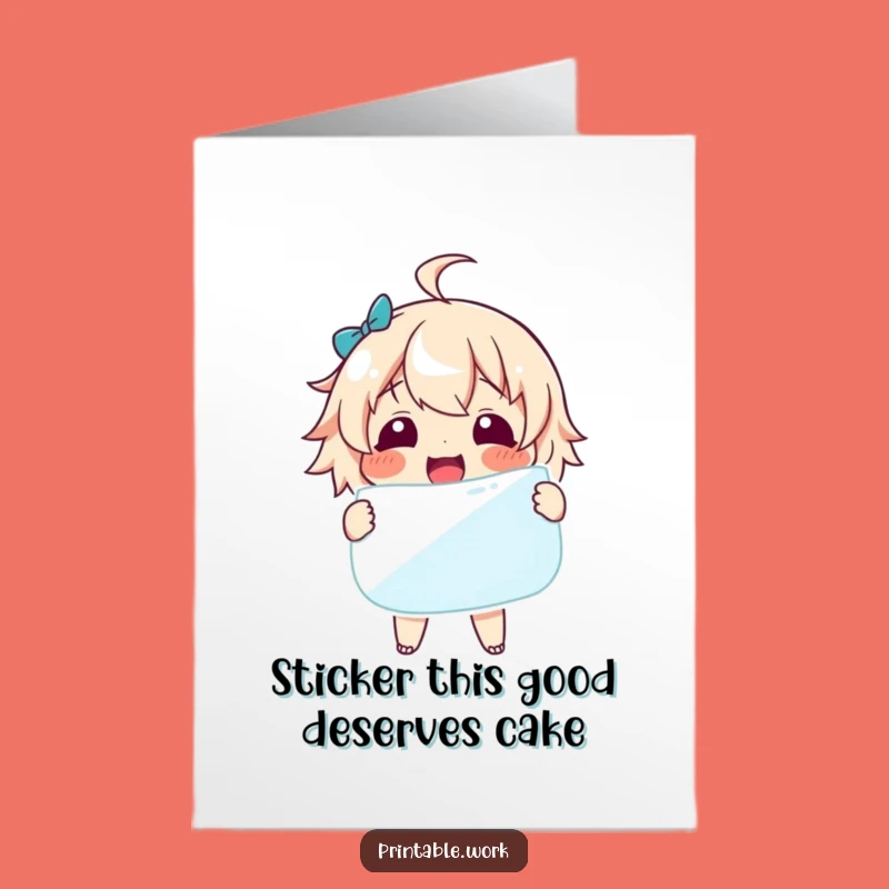 Free Printable Birthday Card: Funny Sticker Character Delight