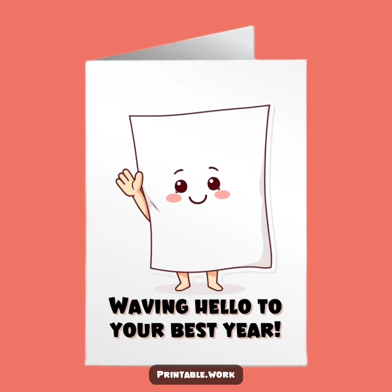 Free Printable Birthday Card: Funny Waving Paper Pal Surprise Downloadable Gift