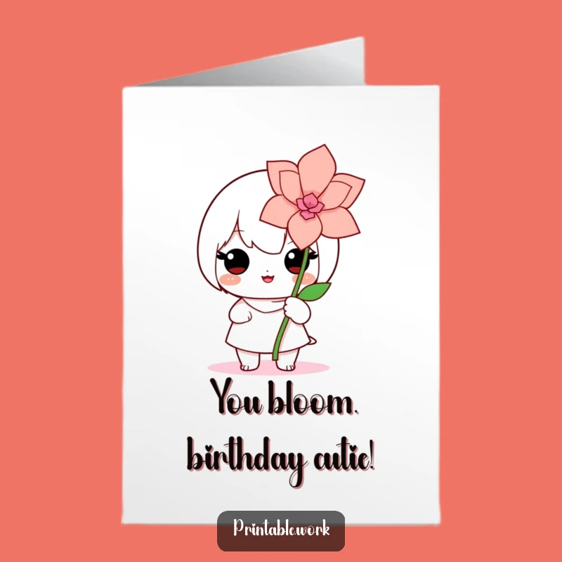 Free Printable Birthday Card: Kawaii Flower - Cute & Crafty Birthday Gift