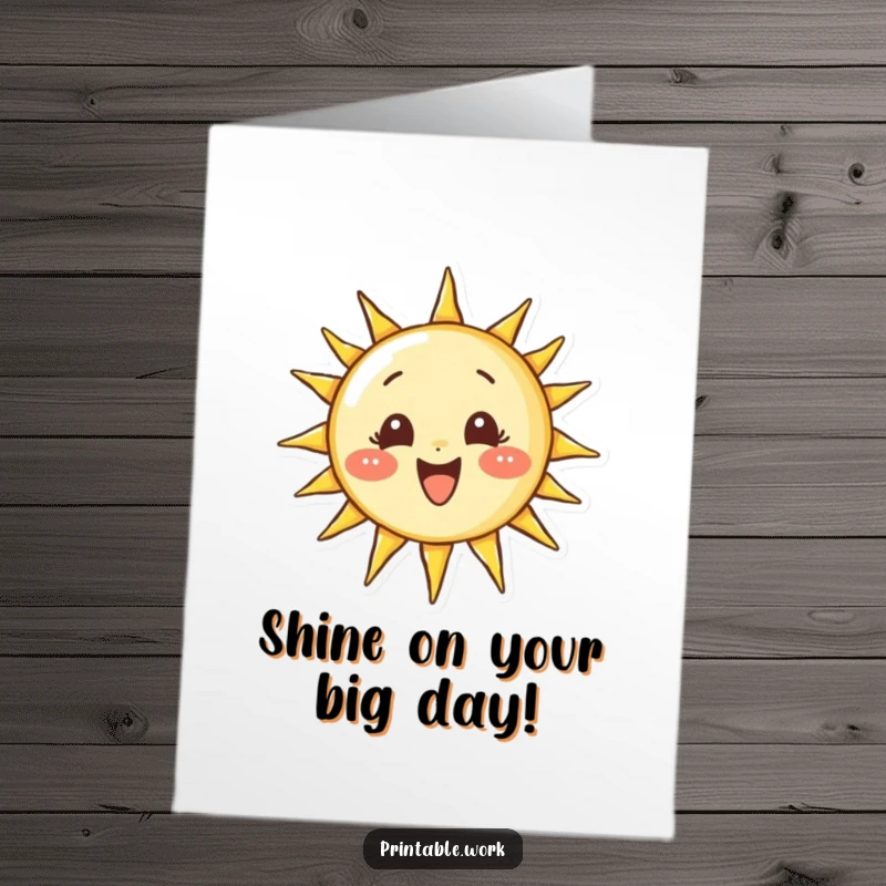 Funny Free Printable Birthday Card: Determined character focuses on drawing a perfect, smiling sun for a birthday.