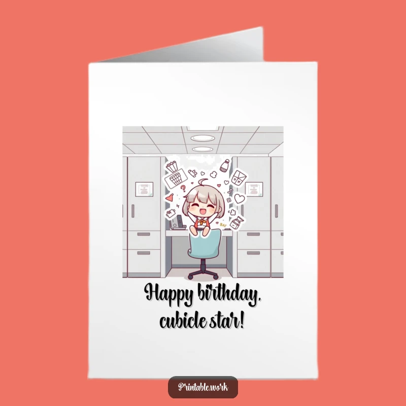 Free Printable Funny Birthday Card: Cubicle Decorator - Joyful Downloadable Gift