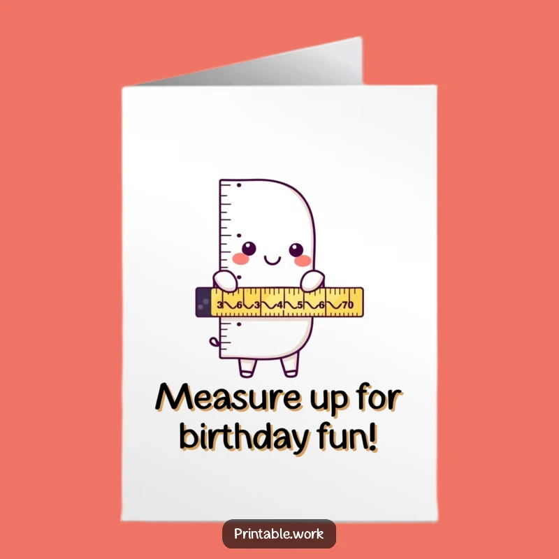 Funny Free Printable Birthday Card: Ruler Zigzag Fun Downloadable Gift