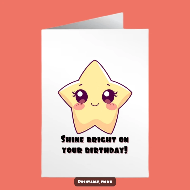 Free Printable Birthday Card: Sparkling Star's Wide-Eyed Birthday Wish