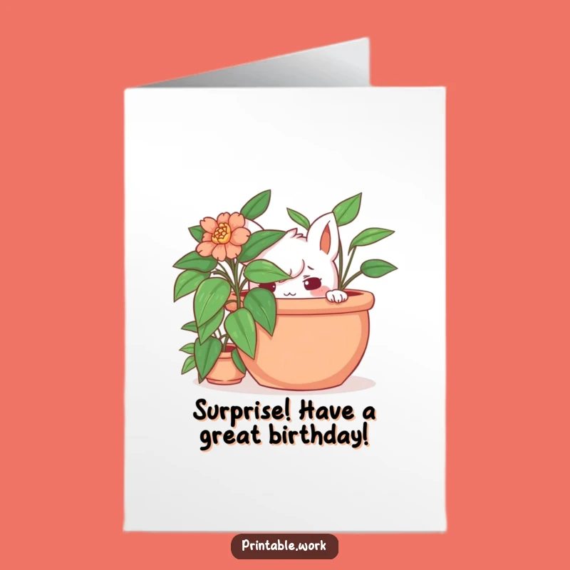 Free Printable Funny Birthday Card: Playful Hider, Hilarious Downloadable Gift!