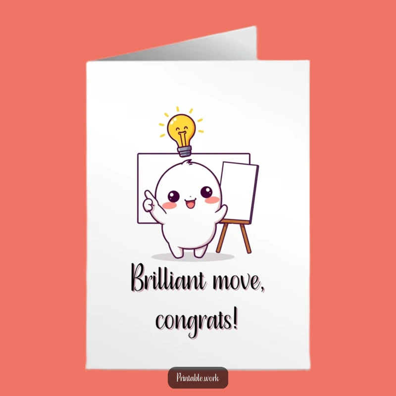 Free Printable Congrats Card: Bright Idea Kawaii Whiteboard Celebration