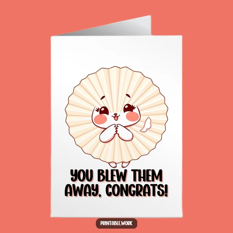 Free Printable Congrats Card: Cheerful Paper Fan Flutters Congratulations