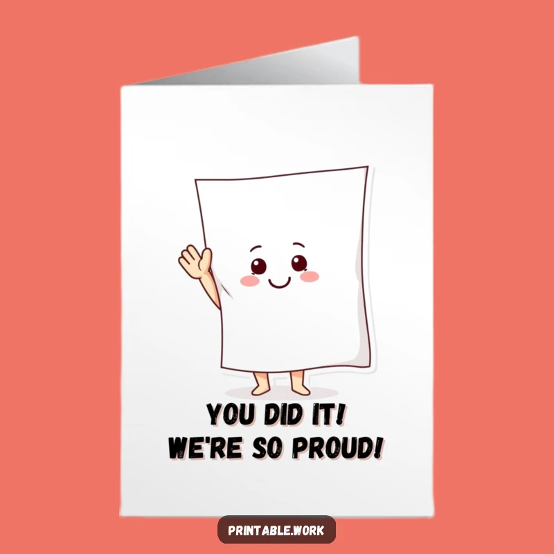 Free Printable Congrats Card: Cheerful Paper Pal Wave, Downloadable for Success