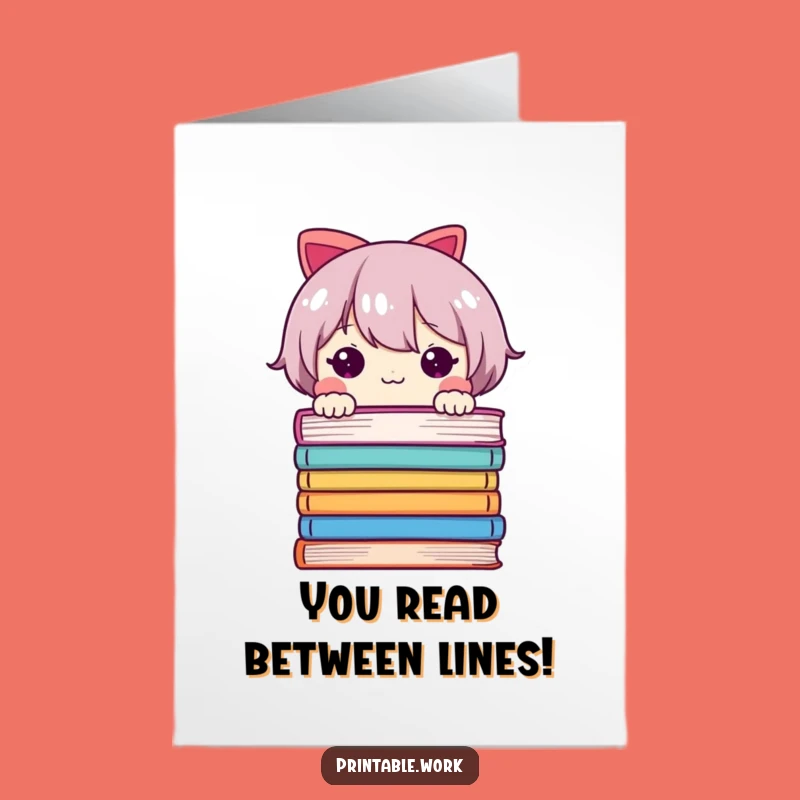 Free Printable Congrats Card: Cute Peeking Character Funny Downloadable Gift