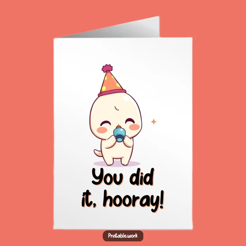 Free Printable Congrats Card: Funny Kawaii Noisemaker for a Joyful Downloadable Gift