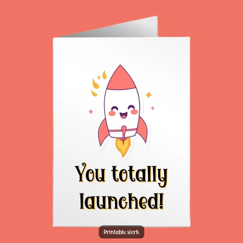 Free Printable Congrats Card: Giggling Rocket Funny Downloadable Gift for Launching Success