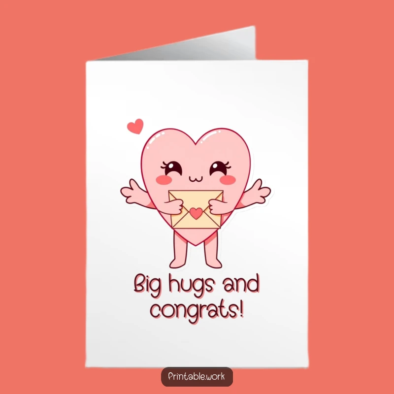 Free Printable Congrats Card: Heart Hugs Envelope for Your Big News