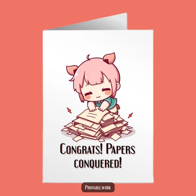 Free Printable Congrats Card: Kawaii Paper Trip, Humorous Downloadable Gift