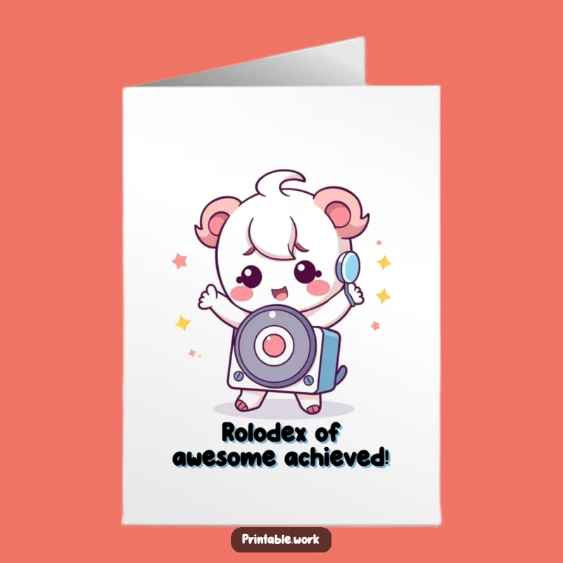 Free Printable Congrats Card: Kawaii Rolodex Dancer for a Fun Downloadable Gift