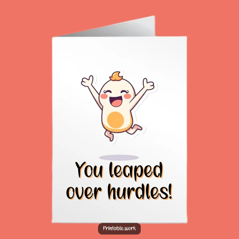 Free Printable Congrats Card: Leaping Stencil Character for Big Wins
