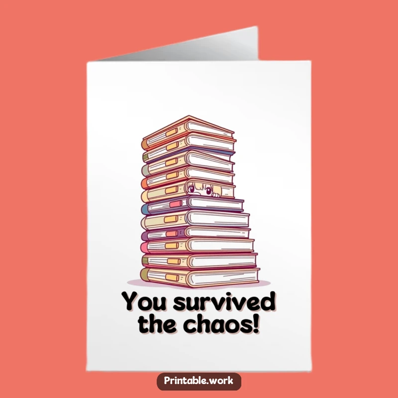 Free Printable Congrats Card: Overwhelmed File Character - Hilarious Success Downloadable