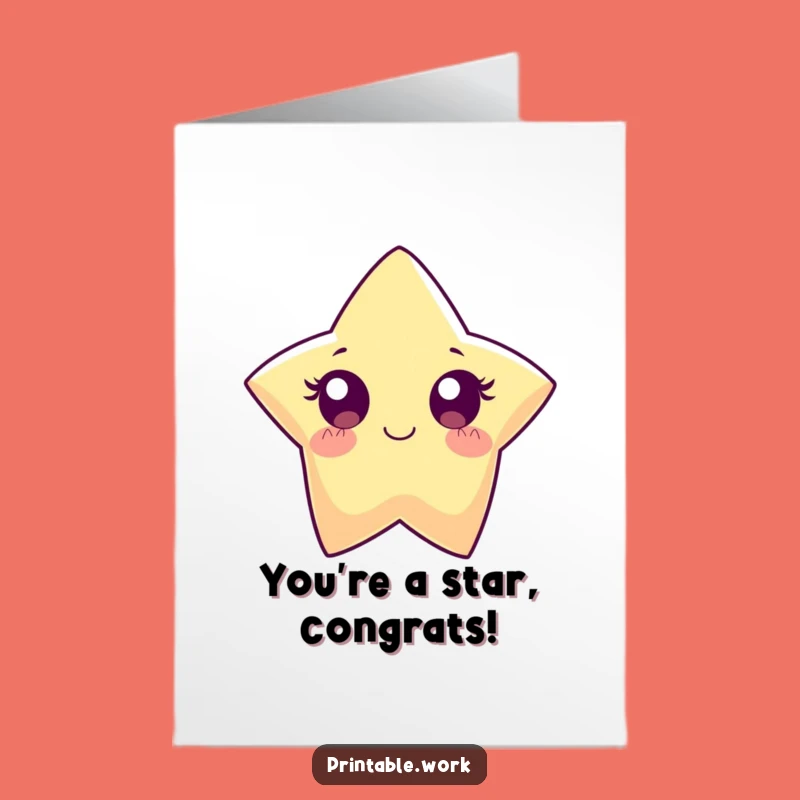 Free Printable Congrats Card: Star's Sparkle for Your Success