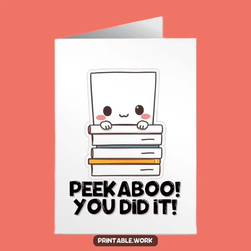 Free Printable Congratulations Card: Paper Character Hiding - Downloadable & Print at Home