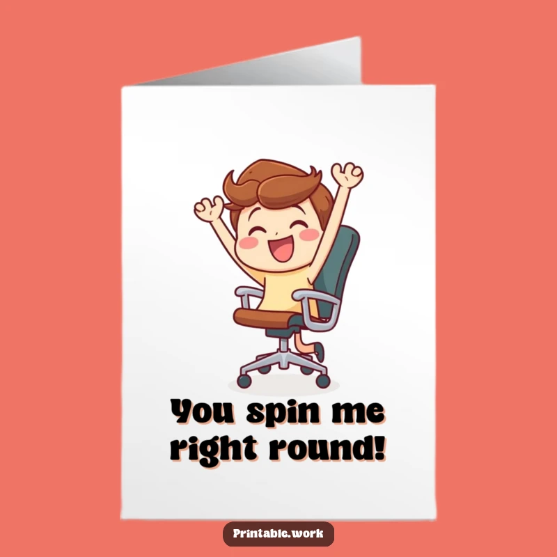 Free Printable Funny Congrats Card: Office Chair Dance for Hilarious Success