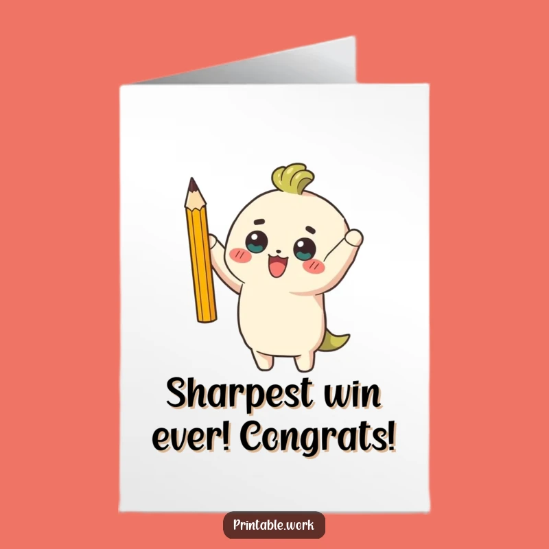 Free Printable Congrats Card: Sharpened Pencil Victor - Humorous Downloadable Gift