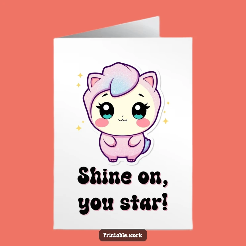 Free Printable Congrats Card: Sparkling Glitter Character, Funny Downloadable Gift