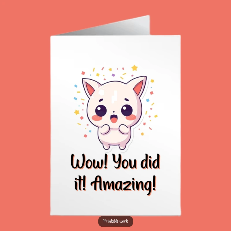Shocked Kawaii Confetti Explosion Free Printable Congrats Card - Hilarious Downloadable!