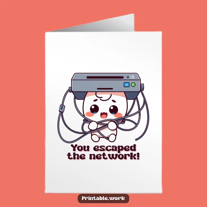 Free Printable Congrats Card: Surprised Printer Mishap Kawaii for a Witty Downloadable Gift