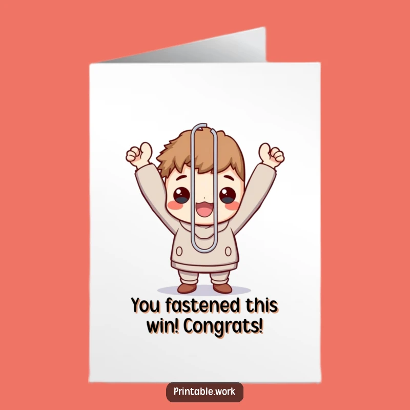 Free Printable Congrats Card: Paperclip Triumph for Minor Miracles