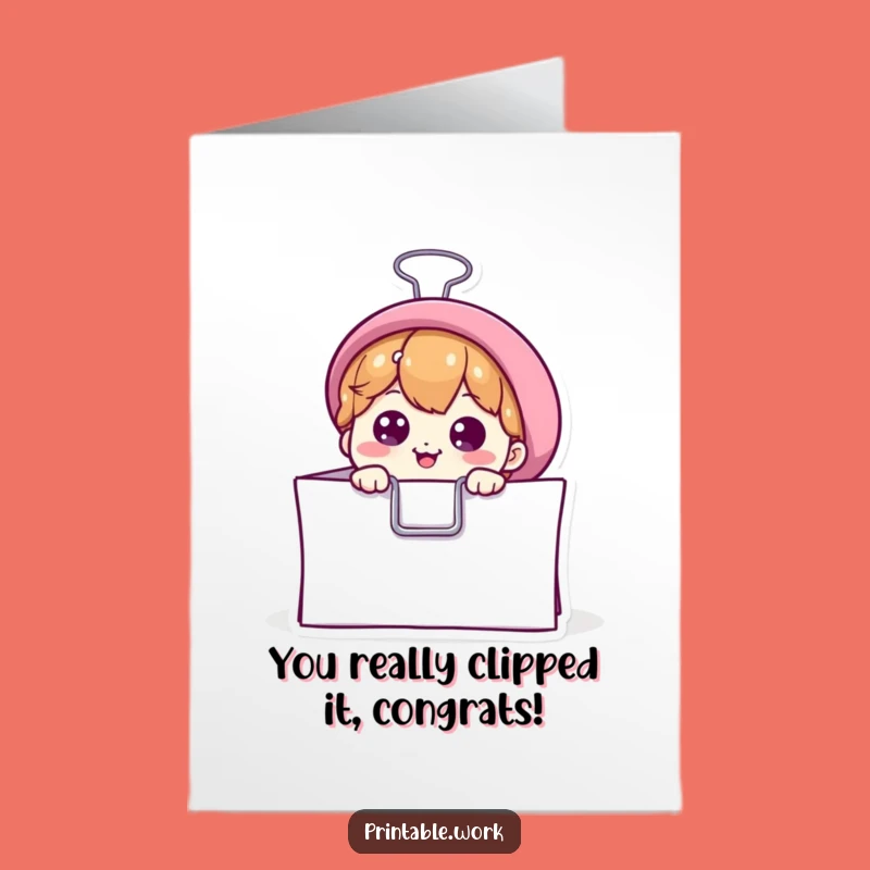 Free Printable Congrats Card: Curious Binder Clip Design for Funny Downloadable Gift