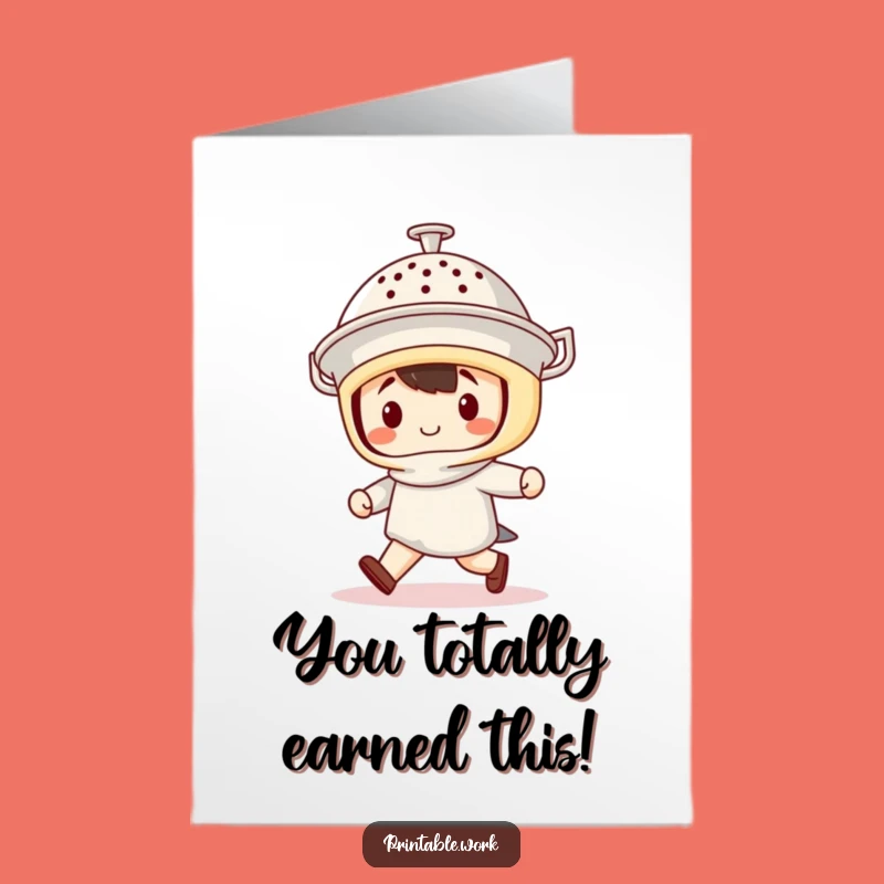 Free Printable Congrats Card: Colander Helmet Kawaii Marching Celebration