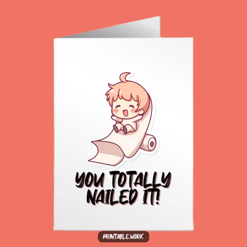 Free Printable Congrats Card: Funny Paper Slide Achievement Downloadable Gift