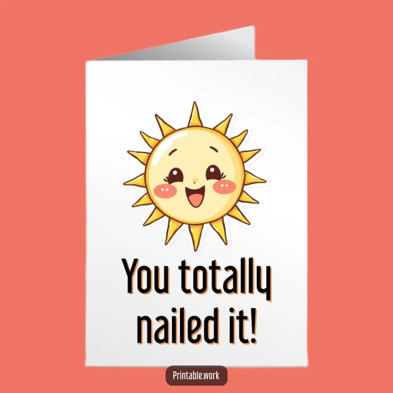 Free Printable Congrats Card: Sunny Character for Radiant Achievements