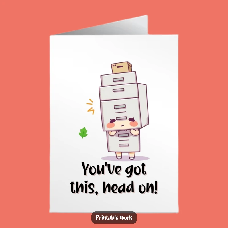 Free Printable Congrats Card: Funny Filing Cabinet Hat, Downloadable Gift of Success