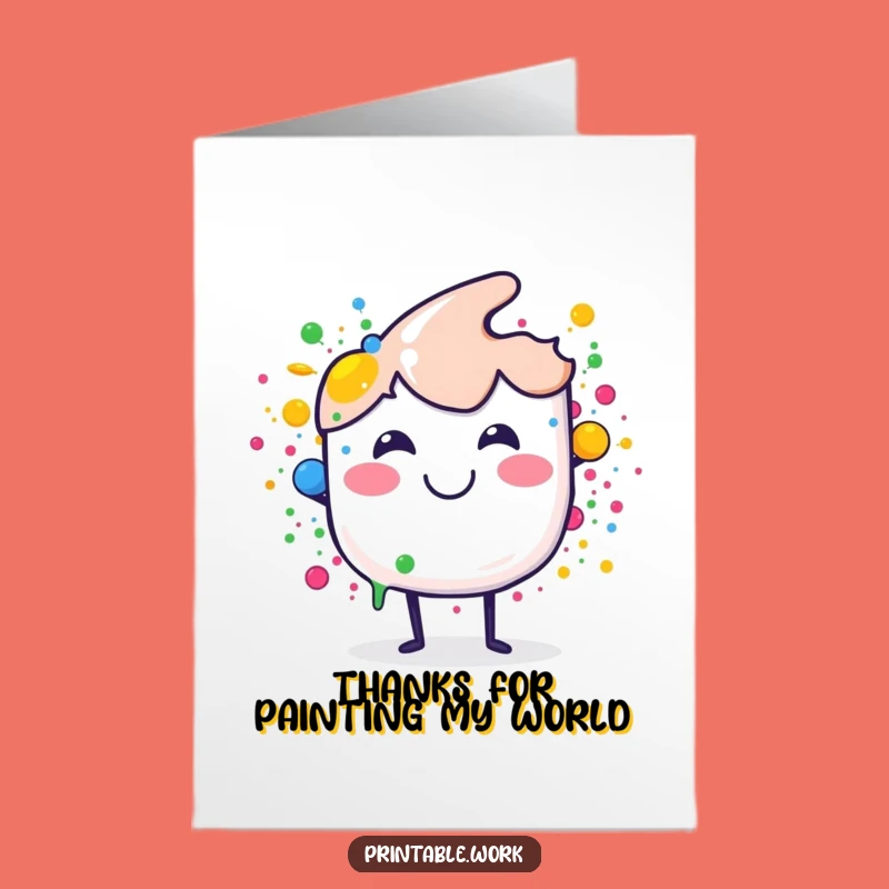 Free Printable Thank You Card: Colorful Paint Brush for Artistic Downloadable Gift