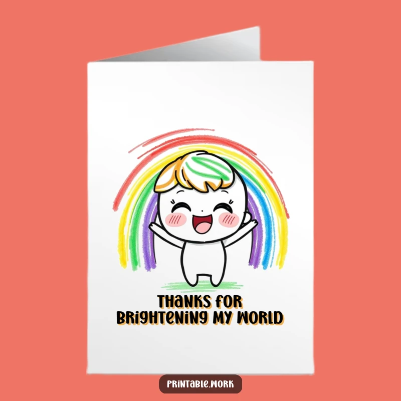 Free Printable Thank You Card: Crayon Rainbow, Vibrant Art, Funny Downloadable