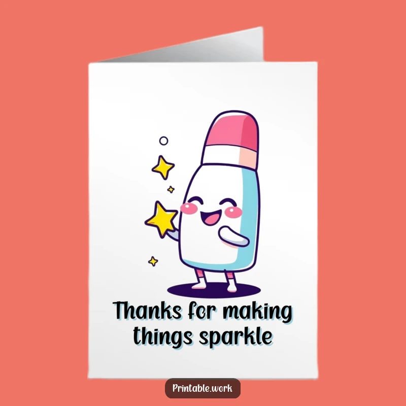 Free Printable Thank You Card: Giggling Eraser, Star Shine, Funny Downloadable