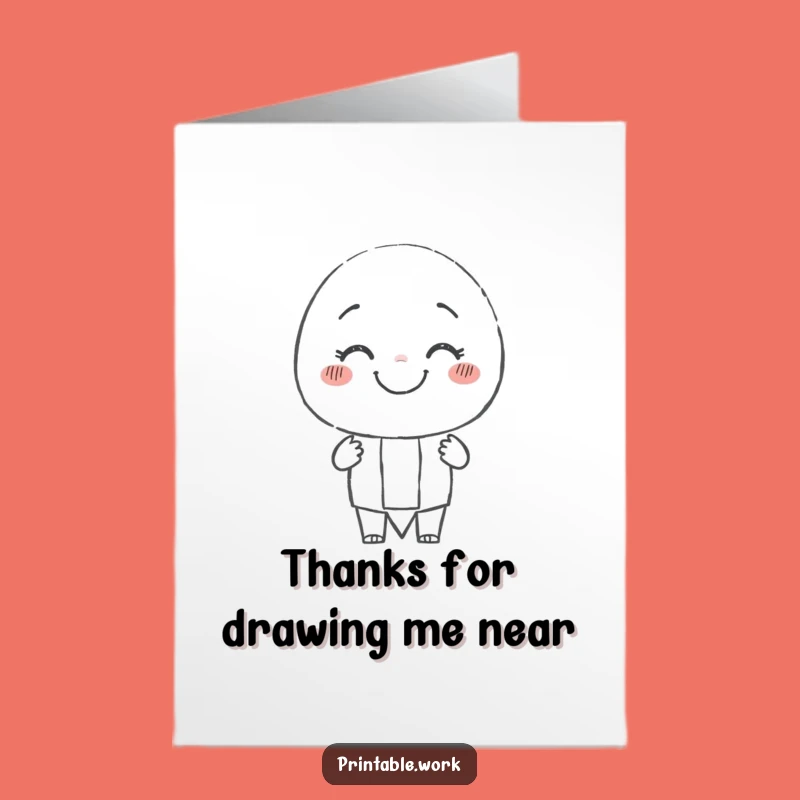 Free Printable Thank You Card: Pencil Character's Line, Funny Downloadable Appreciation