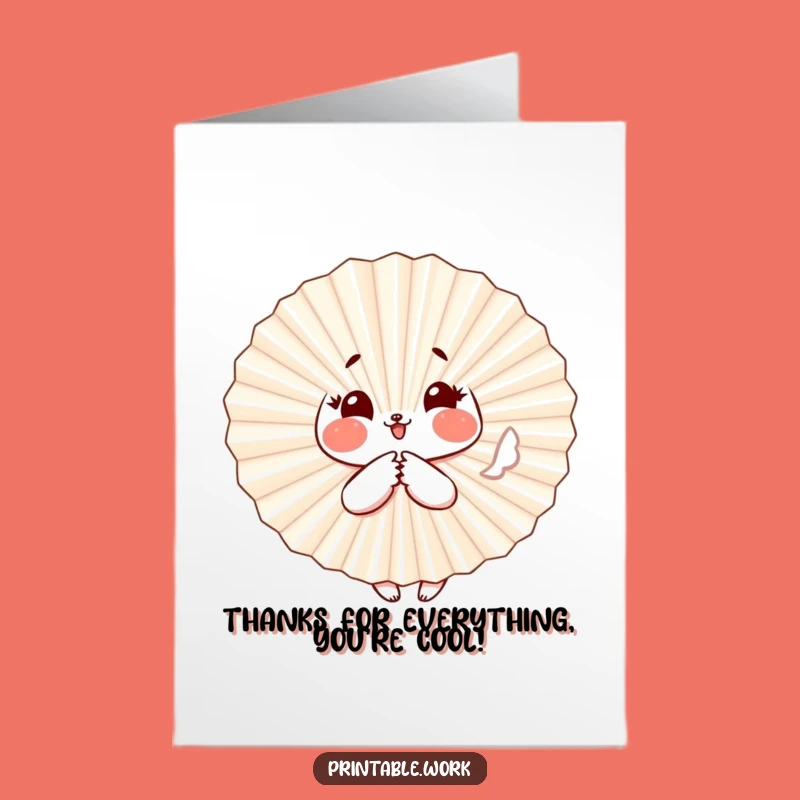 Free Printable Thank You Card: Playful Paper Fan Expresses Gratitude