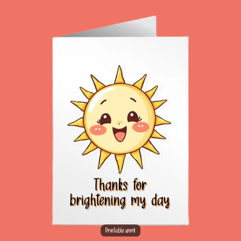 Free Printable Thank You Card: Smiling Sun for Heartfelt Gratitude