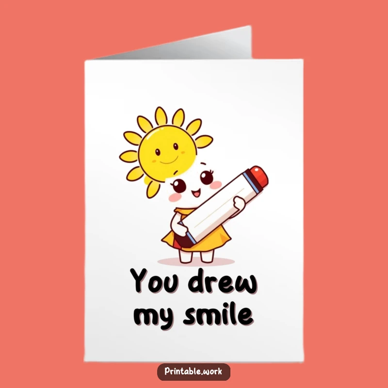 Free Printable Thank You Card: Sunny Character Art, Easy DIY Downloadable Gift