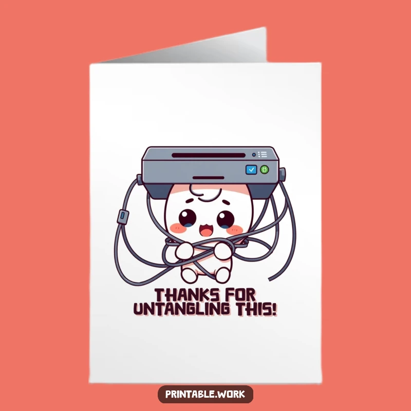 Free Printable Thank You Card: Tangled Kawaii Printer Woes for a Funny Downloadable Gift