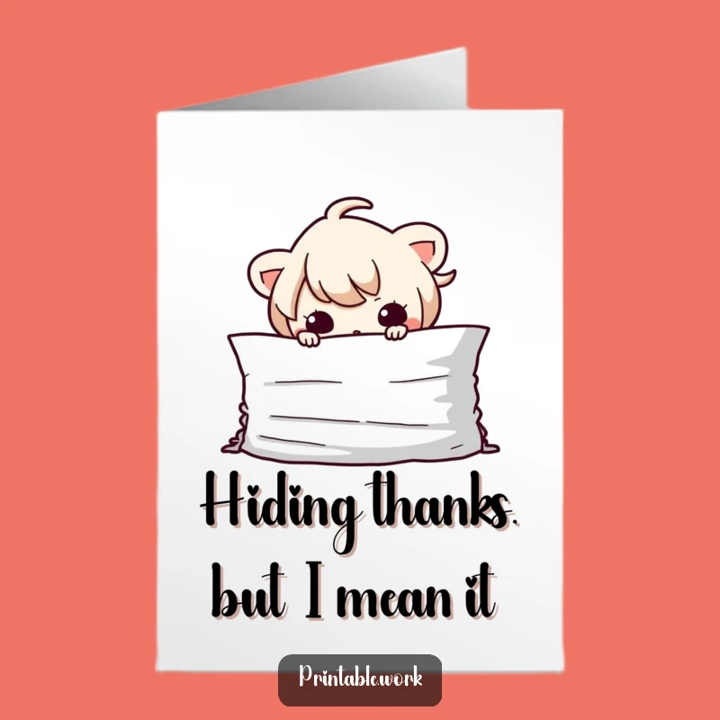 Free Printable Thank You Card: Mischievous Kawaii Paper Hideaway for a Silly Downloadable Gift